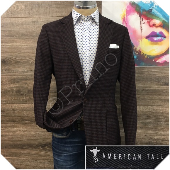 AMERICAN TALL Mens Stretch Wool Blazer Sport Coat Casual Jacket Size 40T Suit